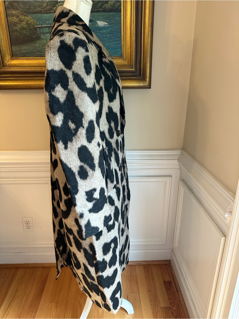 COMMENSE Wool blend Leopard Print Coat NWT - Picture 5 of 11